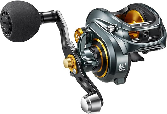 Piscifun Alinox 300 Baitcaster Fishing Reel,Aluminum Frame Baitcasting Reel, 33Lbs Max Drag, Freshwater & Saltwater Low Profile Casting Reel for Musky, Available in 6.6:1/8.1:1 Gear Ratio