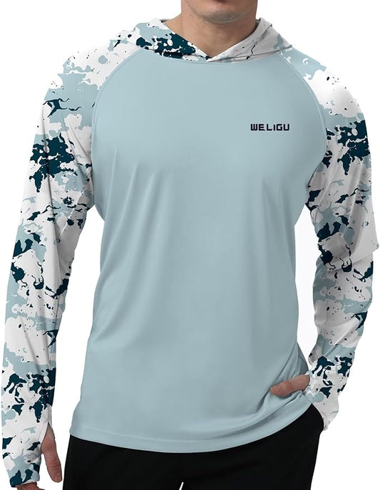 Men's UPF 50+ Sun Protection Hoodie Shirt Long Sleeve SPF Fishing Outdoor UV Hiking Lightweight Shirts