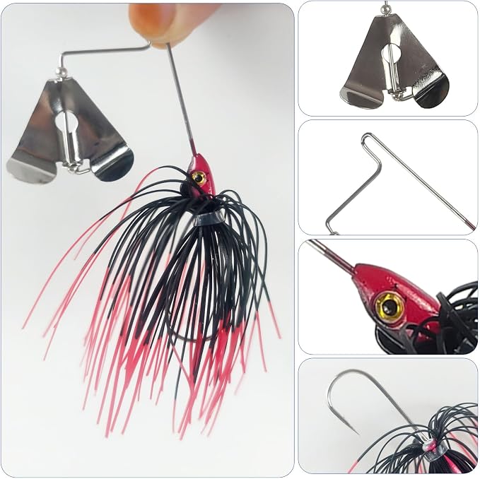5 Pcs Bass Spinner Baits Buzz Bait Hard Metal Fishing Jigs for Bass Trout Pike Salmon 3.46in/0.31oz