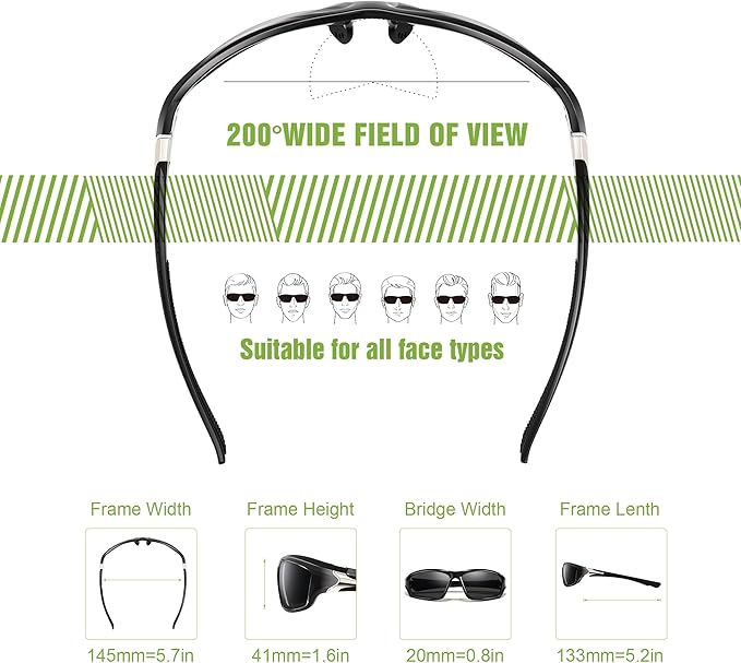 3 Pack Polarized Sports Sunglasses for Men, Mens Sunglasses Wrap Around UV Protection for Cycling Fishing Driving