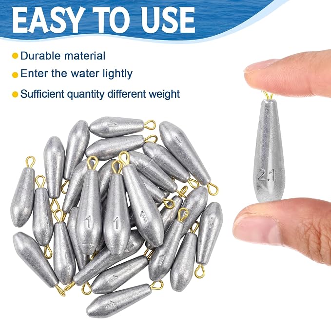 Landhoow Drop Shot Fishing Sinker Weights Kit Freshwater Catfishing Fishing Sinker Bass Casting Removable Line Saltwater Streamlined Snap Weight for Trolling Surf Tackle
