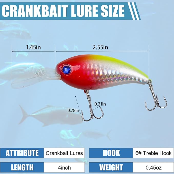 Fishing Lures Hard Bait Minnow Swimbait Crankbait Jerkbait Lure with Treble Hooks 3D Eyes Freshwater Saltwater Fishing Lures for Bass Trout Walleye Pike Catfish