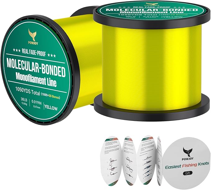 Pro Monofilament Fishing Line with Knot Instruction Cards for Multi Purpose Cost Effective, Strong Yet Thin Nylon String for Big Fishes, Tangle-Free & UV Resistant, 15/20/30/50/80LB