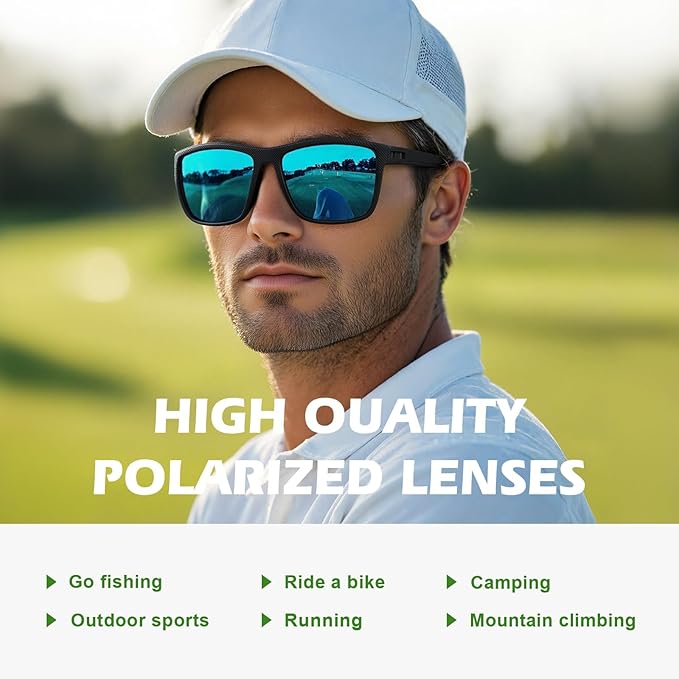 Fanshen Square Polarized Sunglasses for Men, 3 Pack Lightweight UV Protection Sun Glasses for Driving Fishing Golf