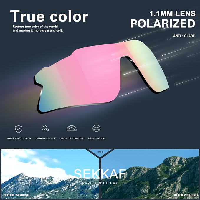 SEKKAF Polarized Sports Sunglasses for Men Women and Youth, UV400 Protection Ideal for Cycling Baseball Fishing Golf Running