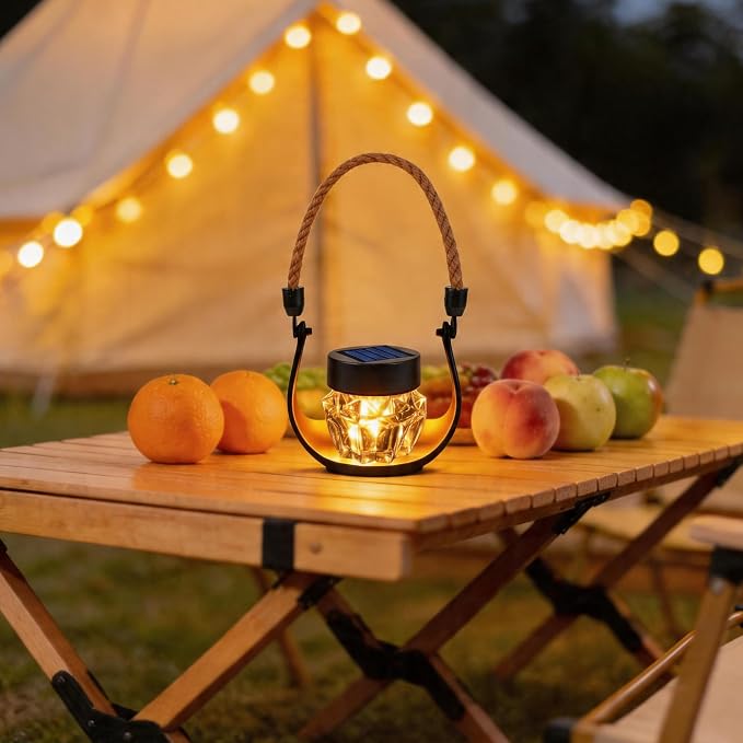 Toodour 2 Pack Hanging Solar Lantern Outdoor -Solar Lanterns with Flickering Flame, Waterproof Garden Lights Hanging Lights for Camping, Patio, Deck, Yard, Path, Garden, Porch Outdoor Decorations