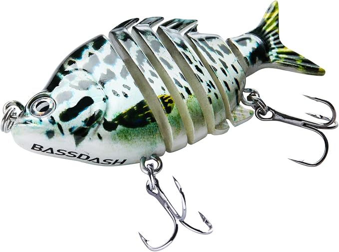 Bassdash SwimPanfish 0.34oz Hard Swimbaits Multi Jointed Topwater Trout Bass Fishing Crank Lure for Freshwater and Saltwater