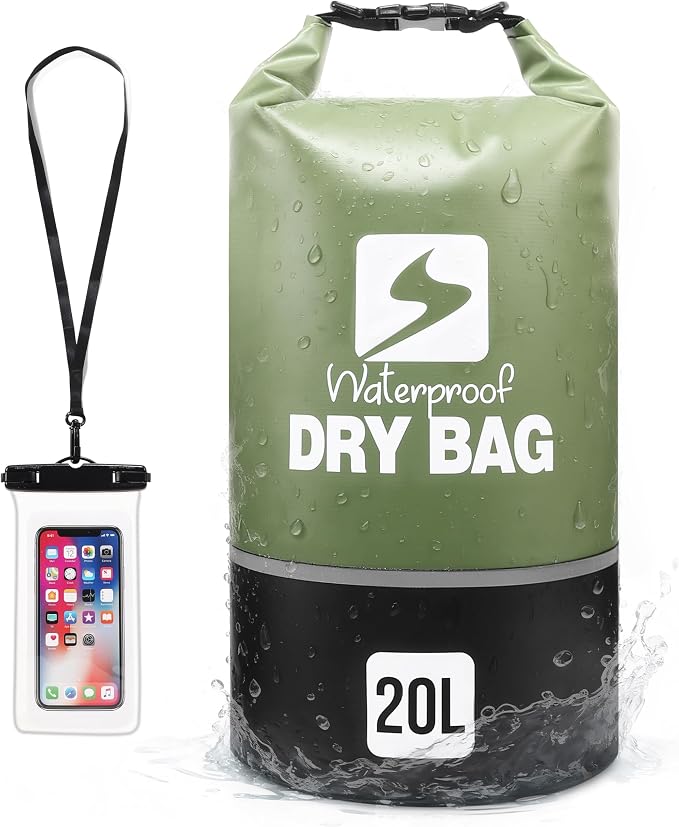 Soulsfeng Waterproof Dry Bag Roll Top Lightweight Dry Backpack for Boating, Kayaking, Travel, Beach, Swimming, Hiking & Camping - Floating Dry Sack with Adjustable Shoulder Straps 20L