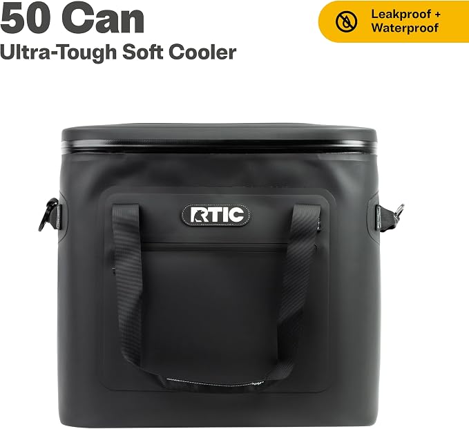RTIC Ultra-Tough Soft Cooler 50 Can, Insulated Bag Portable Ice Chest Box for Lunch, Beach, Drink, Beverage, Travel, Camping, Picnic, Car, Trips, Floating Cooler Leak-Proof with Zipper