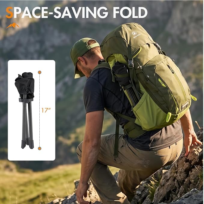 Portal 2 Pack Tall Folding Tripod Stool for Adults Supports 225 lbs, Portable Lightweight Camping Seat with Carry Strap, Compact Foldable Outdoor Chair for Fishing, Hiking, Golf, Camping & Travel
