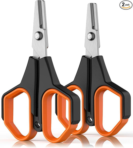 2pc Fishing Scissors,3.9" Stainless Steel Fishing Line Cutter for Fishing Braided Line,Non-Slip Grip Small Fishing Scissors for Saltwater