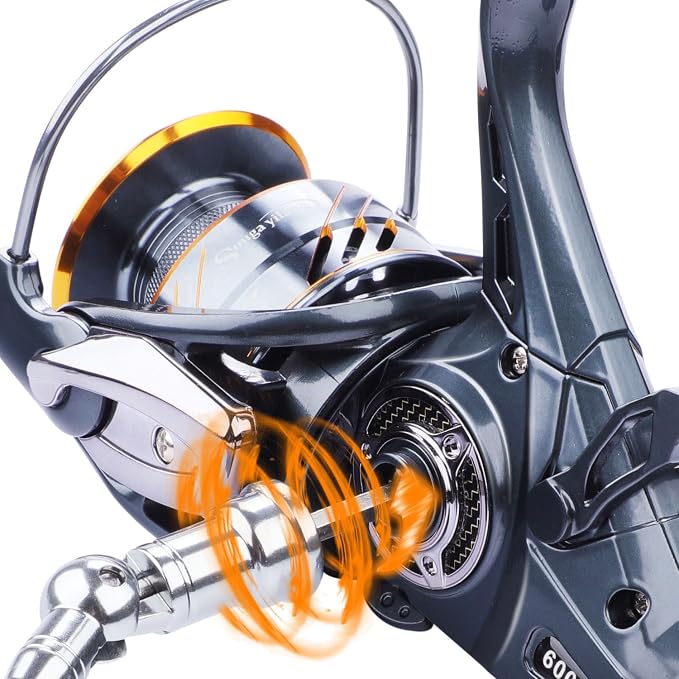 Sougayilang Carp Fishing Reel，5+1 Shielded Stainless Steel BB-Carbon Fiber Drag Carp Reels, for Saltwater or Freshwater Spinning Reels, Fishing Reels
