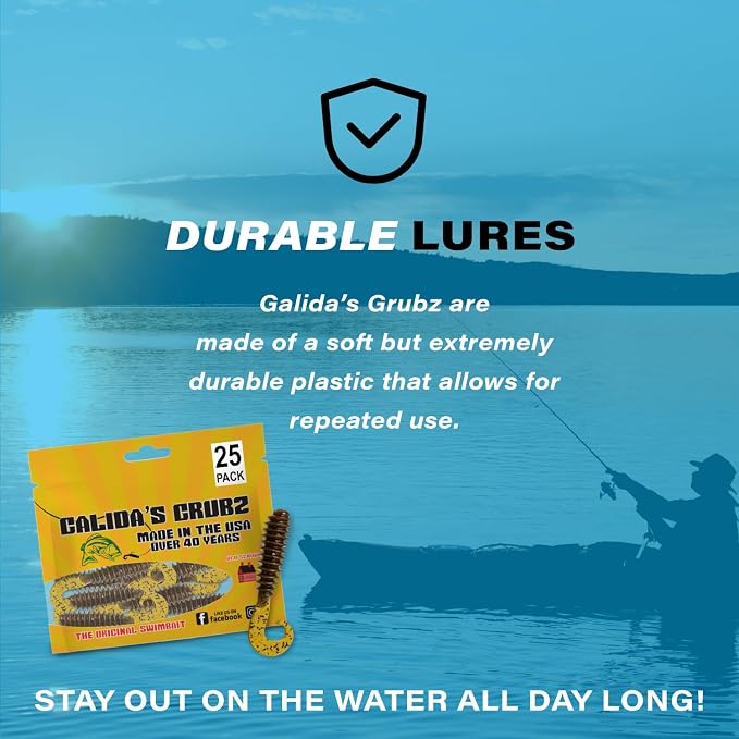 Galida's Grubz Soft Plastic Fish Bait Lures for Fishing | Fishing Bait Lure with Deep Ribs | Great for Beginners and Advanced Fishermen