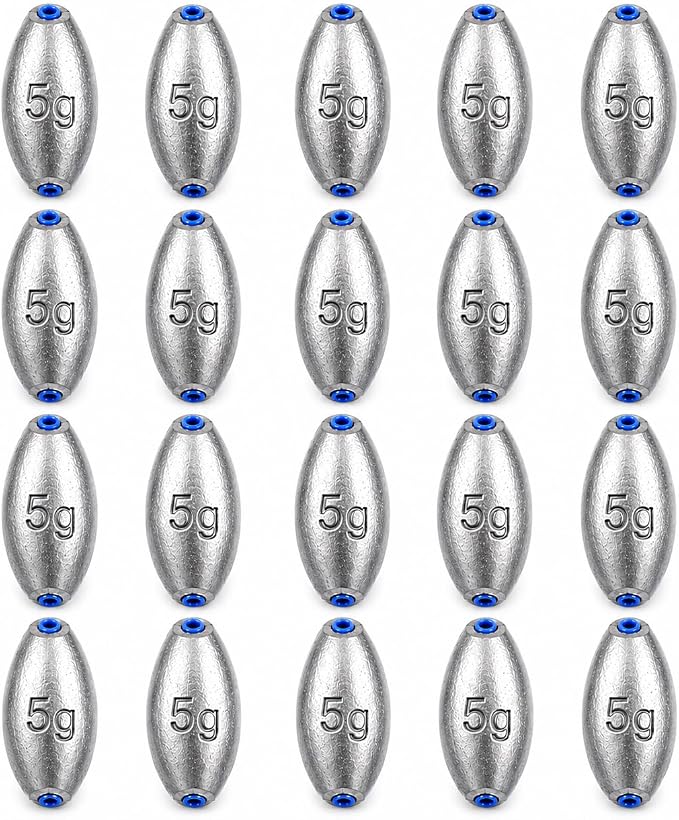 Egg Sinkers Fishing Weights, Oval Slip Sinkers Bullet Lead Fishing Weights for Freshwater Saltwater Tackle Set 1/8oz to 1oz