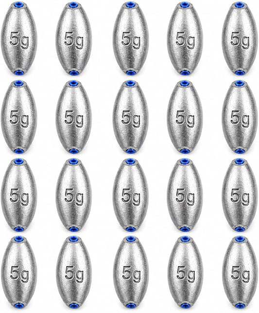 Egg Sinkers Fishing Weights, Oval Slip Sinkers Bullet Lead Fishing Weights for Freshwater Saltwater Tackle Set 1/8oz to 1oz