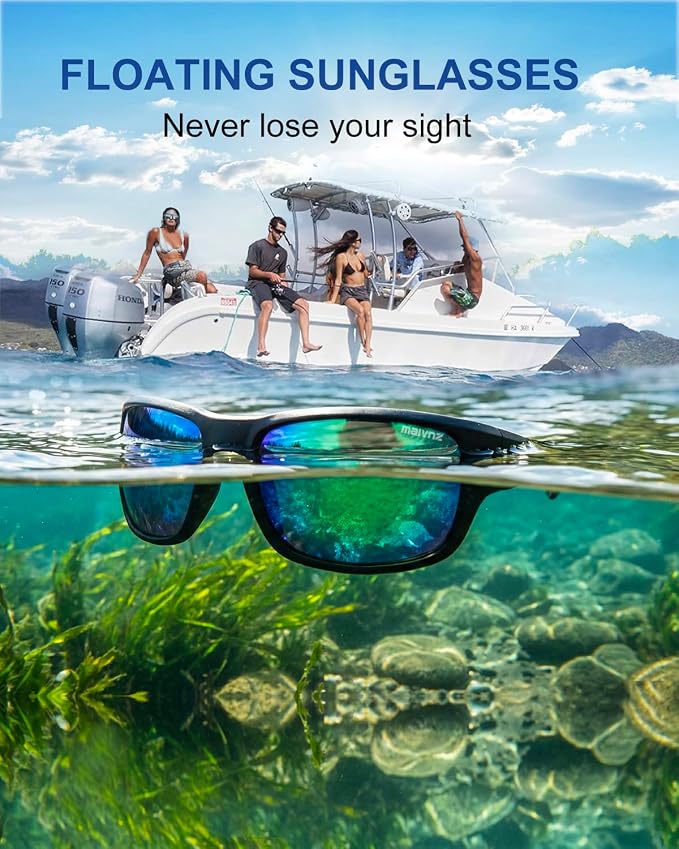 maivnz Floating Polarized Fishing Sunglasses for Men Women, Unsinkable UV400 Sports Glasses for Kayaking, Boating & Surfing