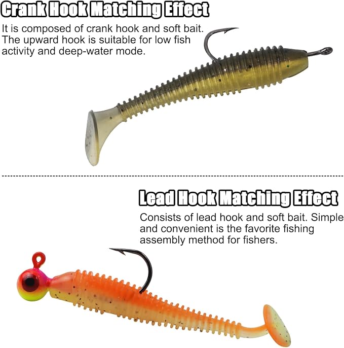 Soft Fishing Lures, 6.5cm/8cm Paddle Tail Swimbaits Soft Plastic Lures Kit for Bass Trout Walleye Crappie 30pcs/40pcs…