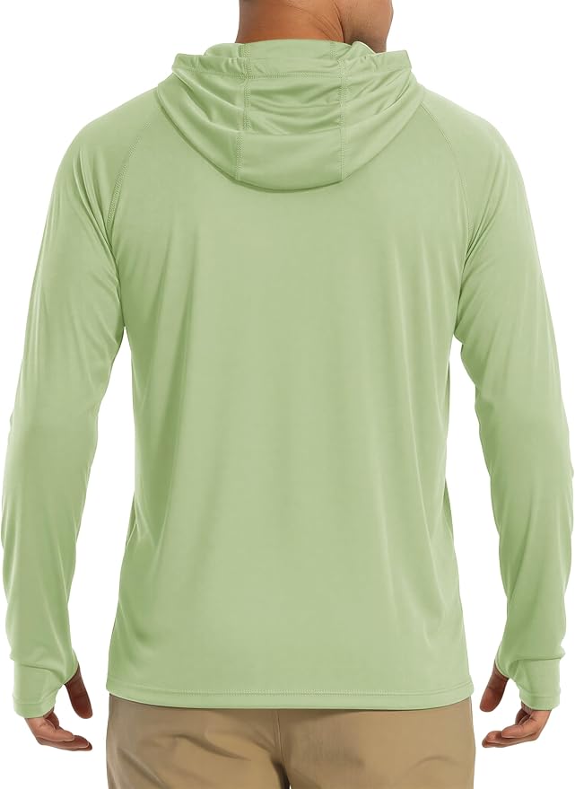 MAGCOMSEN Men's Hooded UPF 50+ Sun Protection T Shirts Long Sleeve Athletic Fishing Shirts Rash Guards