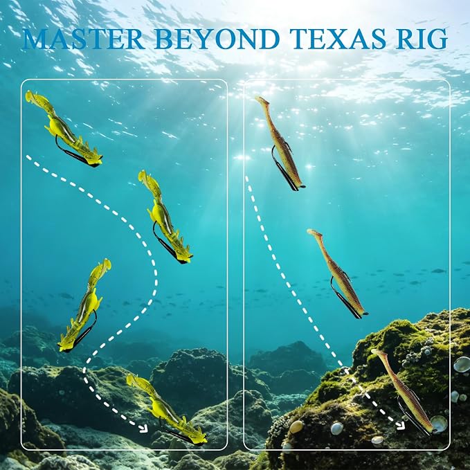 15-Pack Ozark Rig Weedless Jig Heads, 3/0 5/0 Texas Rig Hooks, Saltwater & Freshwater Fishing Hooks, 1/8oz, 1/4oz, 3/8oz Options