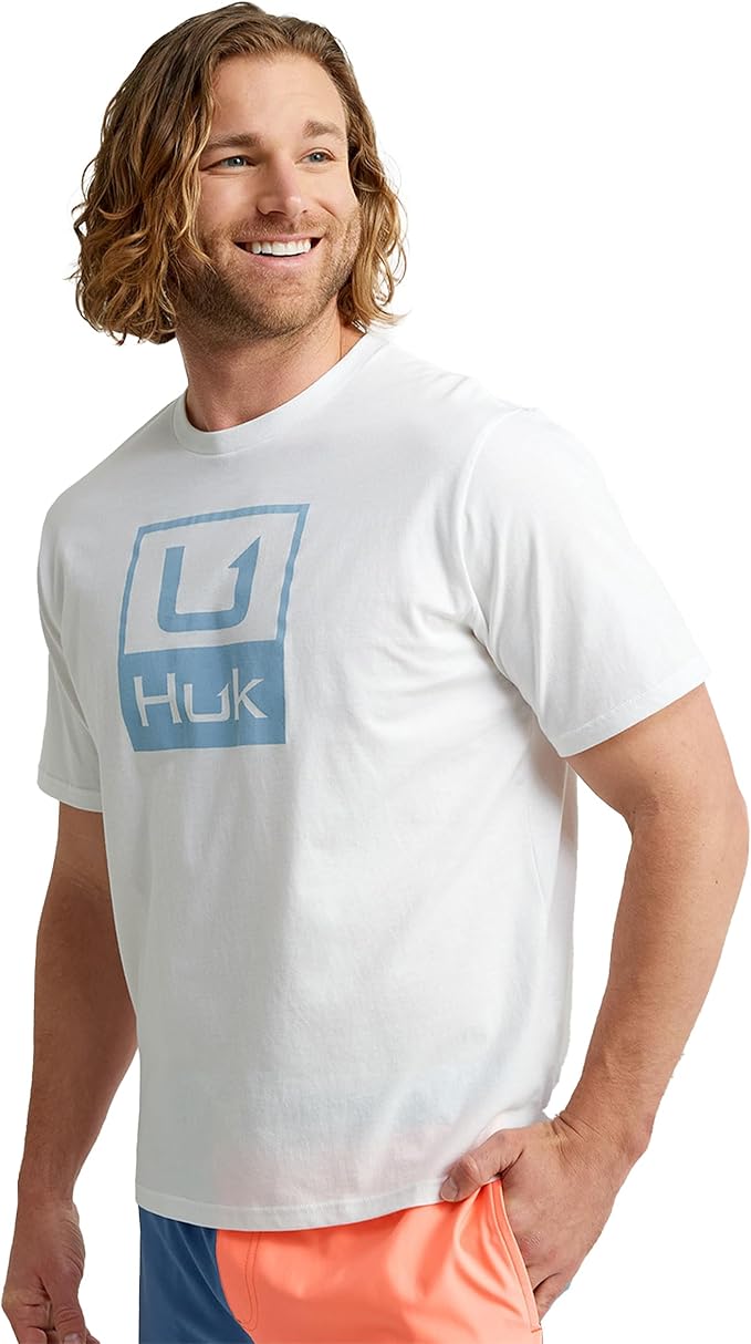 HUK Mens Performance Fishing Logo Tee, Short Sleeve T-Shirt for Men