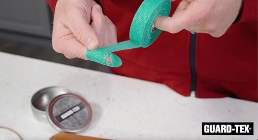 Guard-Tex® Green Finger Tape 3/4 in Self-Adhering Cotton Gauze for Trades — No Adhesive No Residue Skin Protection and Tool Grip — 16 Rolls x 90 ft — Made in USA Since 1935