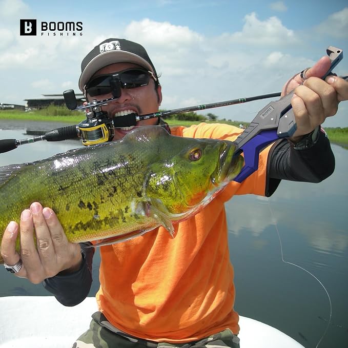 Booms Fishing G05 Lip Gripper Saltwater, 9.4" Plastic Catfish Grippers Pliers, Grabber Tool With Lanyard, Grips for Kayak Fishing Accessories, Great Holder for Caught Fish