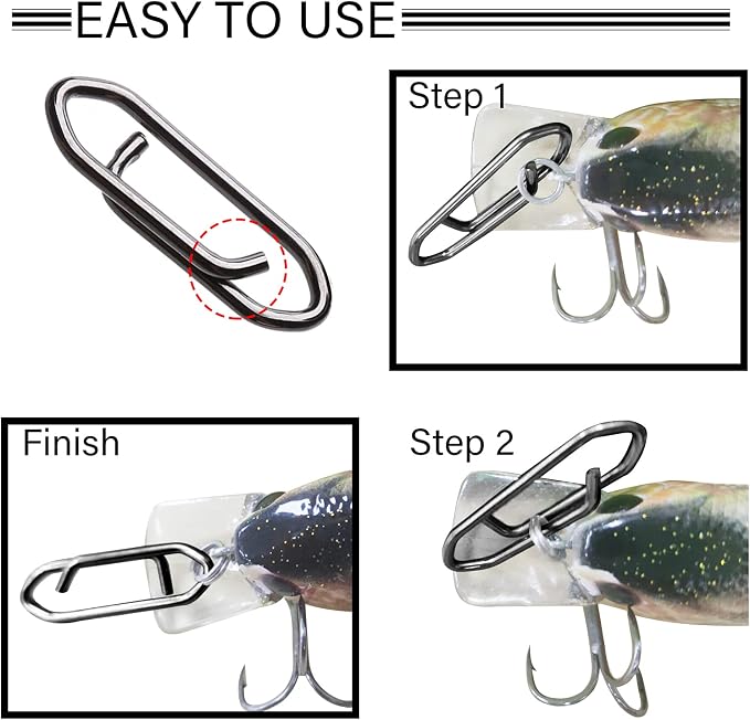 Atibin Stainless Lock Snaps Swivel Steel Saltwater Connector Fishing Snap Line High Strength Fishing Clip Power Lure Connector