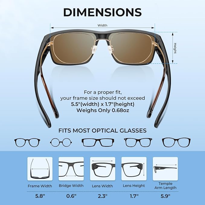 KastKing Molino Fit-Over Polarized Sunglasses,UV400 Protection Ultralight Wraparound Fishing Sports Sunglasses, TAC Lenses