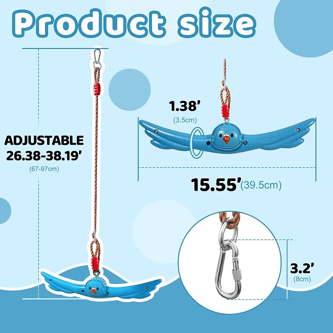 Ninja Twist Swing-360 Degree Handle Rotation Promotes Sensory Development, Arm Strength,Swingset Accessories Outdoor-Swing Spins Set (Blue)
