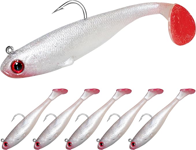 Soft Fishing Lures for Bass Fishing:Pre-Gigged Swim Baits for Saltwater or Freshwater.Soft Plastic Fishing Accessories.