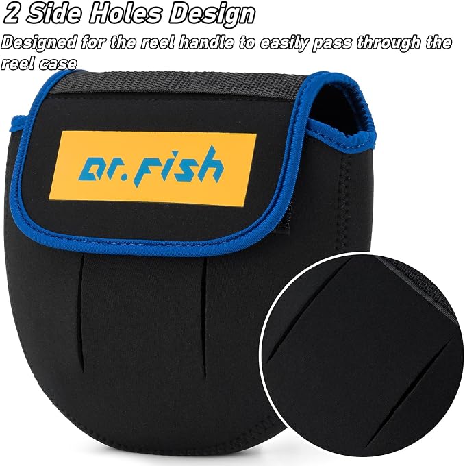 Dr.Fish Spinning Fishing Reel Cover, Fits 1000-6000+, Neoprene Protective Bag with Handle Slot, Spinning Reel Storage Case Pouch Accessories 6000+ 2 Pack