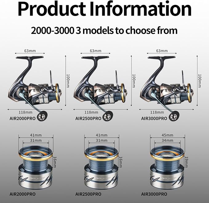 Spinning Reel for Fishing - Saltwater Resistant, Carbon Fiber Lightweight Body, Waterproof Seals, Anti-Tangle Design, Smooth Casting, 18lb Drag, Metal line Guide, Interchangeable Handle