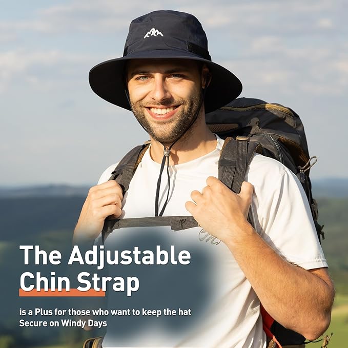 TOP-EX L/XL/XXL UV50+ Waterproof Bucket Sun Hat for Fishing Golf Hiking All-Weather Outdoor Rain Hat Stiff Brim