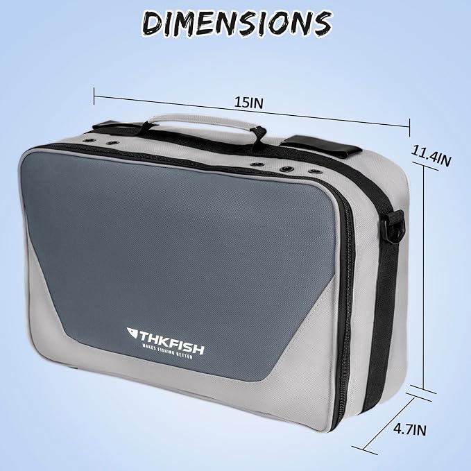 THKFISH Waterproof Fishing Reel Case and Fishing Line Storage Bag with Removable Shockproof Compartments Holds more than 12 Reels or 24 Spools