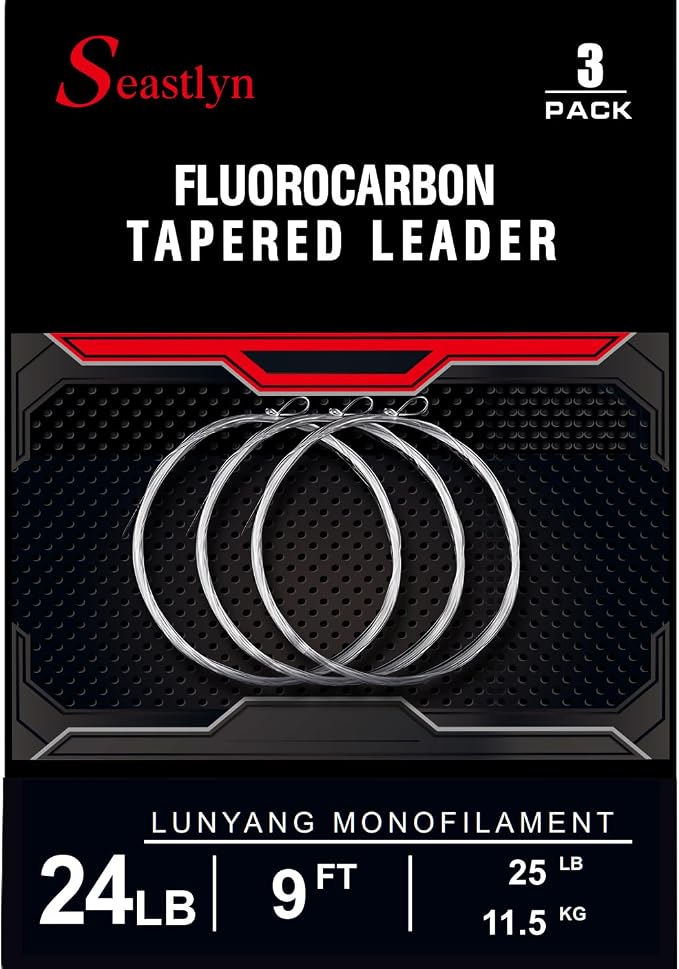 3 Packs Pre-Tied Loop Fly Fishing Tapered Leader Fluorocarbon 7.5FT 9FT 12FT 0X 1X 2X 3X 4X 5X 6X 7X 8LB-26LB