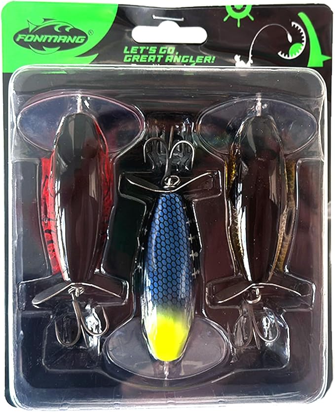 FONMANG Top Water Fishing Lures, 3-Pcs Topwater Lures for Bass Walleye Pike, 2025 New Wasp Crawl Bait for Freshwater and Saltwater