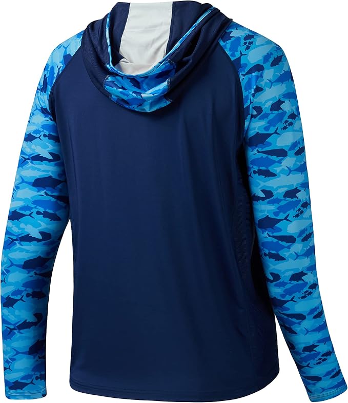 BASSDASH Men’s UPF 50 Performance Fishing Shirt Cooling Hoodie Camo Long Sleeve FS17M