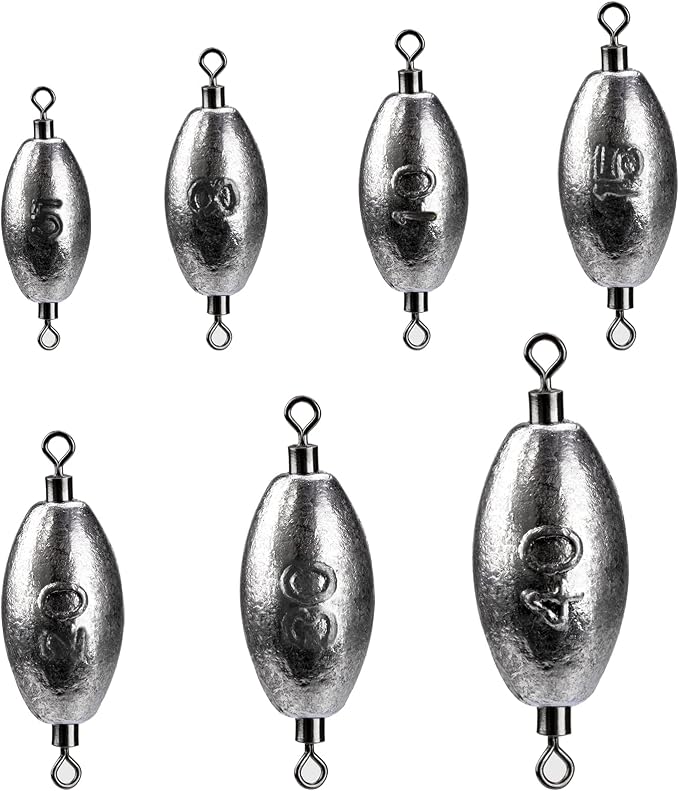 THKFISH Fishing Weights Inline Weights Trolling Sinkers Swivel Weights Quick Set Up Lead Fishing Sinker with Inner Swivel