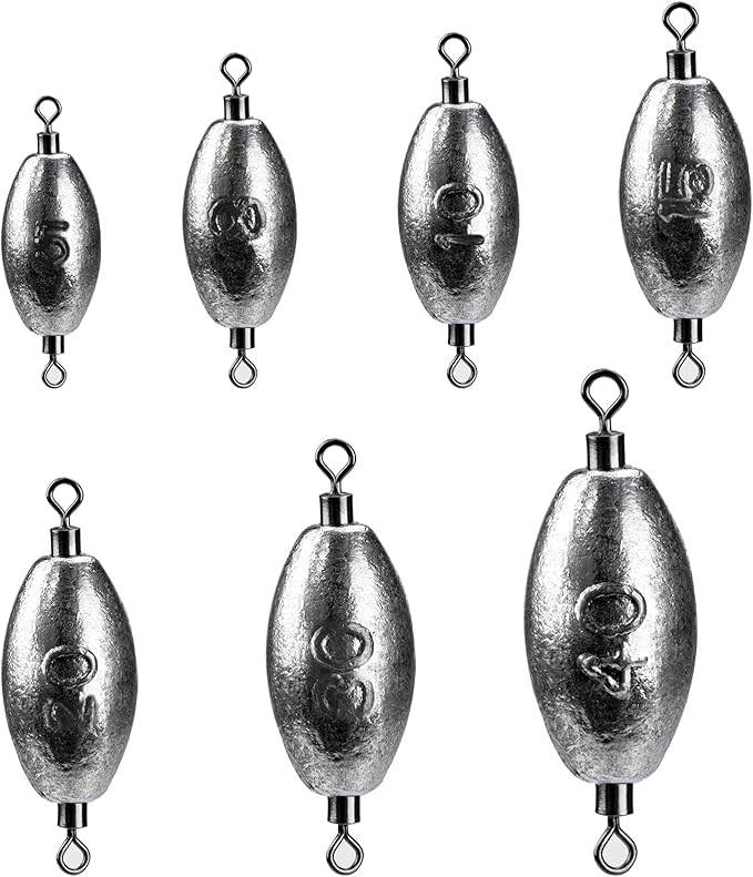 THKFISH Fishing Weights Inline Weights Trolling Sinkers Swivel Weights Quick Set Up Lead Fishing Sinker with Inner Swivel