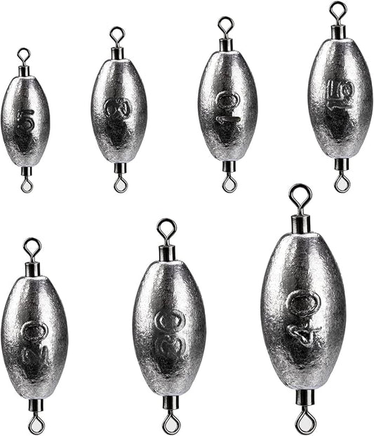 THKFISH Fishing Weights Inline Weights Trolling Sinkers Swivel Weights Quick Set Up Lead Fishing Sinker with Inner Swivel