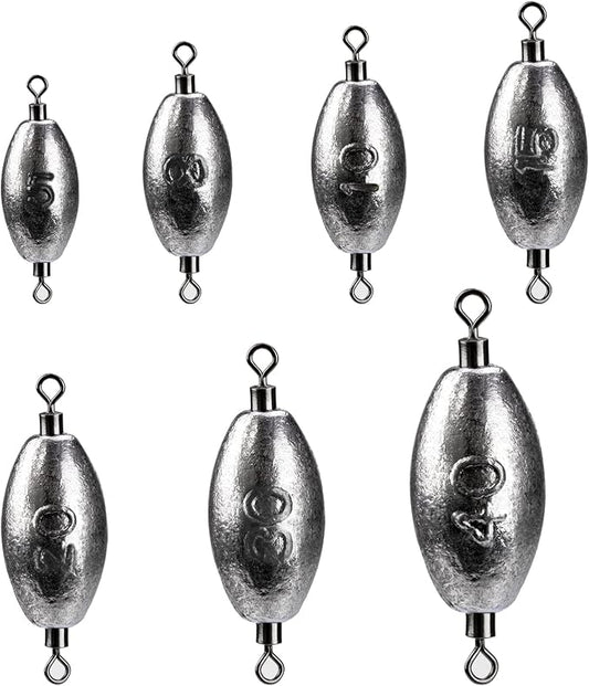 THKFISH Fishing Weights Inline Weights Trolling Sinkers Swivel Weights Quick Set Up Lead Fishing Sinker with Inner Swivel