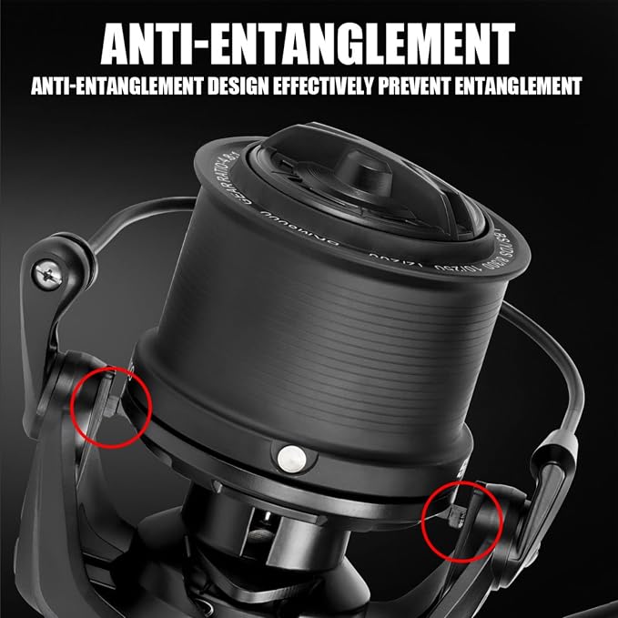 Heavy Duty Spinning Reel Metal Body with CNC Machined Spool 55LB Max Drag 6/8+1 Bearings Ultra Smooth 4.6/4.8:1 High Speed Gear Ratio Saltwater Freshwater Fishing Reel for 8000 to 14000 Series