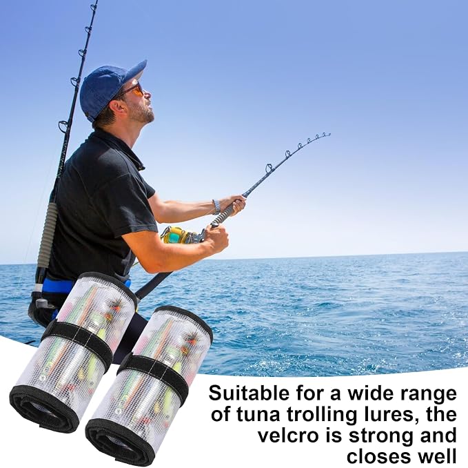 4 pcs Roll Up Fishing Lure Wraps Set 25"*9" Lure Bag with PVC Protective Cover Saltwater Hook Covers Fabric Lures Protector Trolling Tackle Box for Mechanics Kitchen Storage Art Sketching