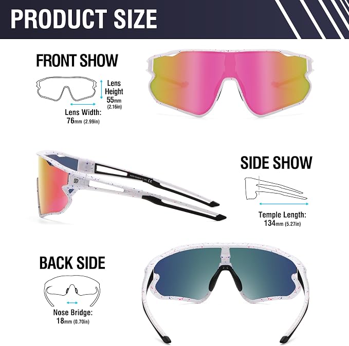 DUCO Polarized Sports Sunglasses for Men Women: UV400 Protection 24g Wrap Around Glasses for Baseball Running Hiking DC0023