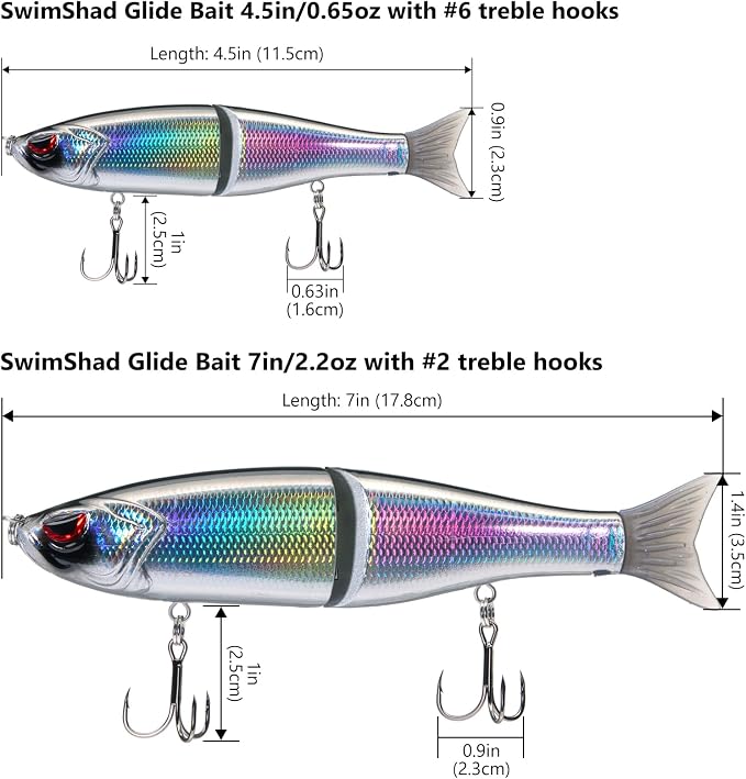 Bassdash SwimShad Glide Baits Jointed Swimbait Bass Pike Salmon Trout Muskie Fishing Lure
