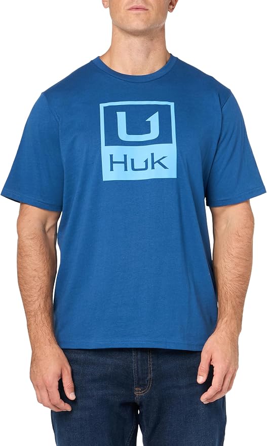 HUK Mens Performance Fishing Logo Tee, Short Sleeve T-Shirt for Men