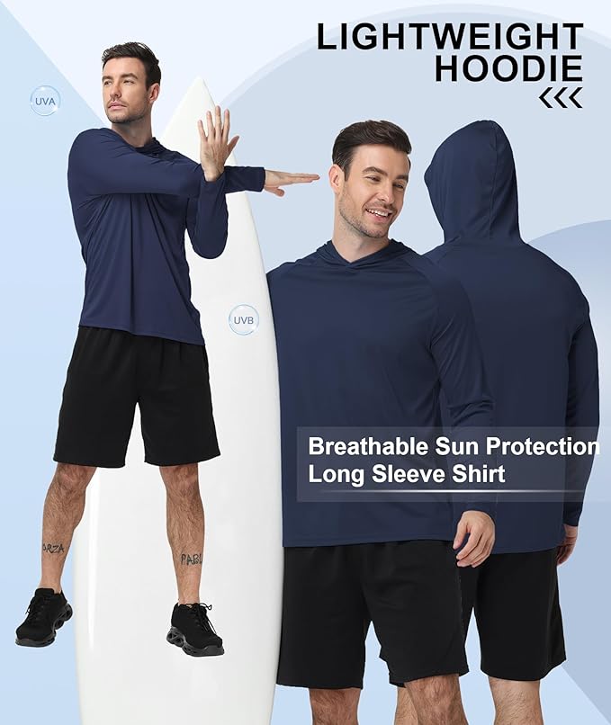 ZITY 5 Pack Mens UPF 50+ Hoodie Shirts Sun Protection Fishing Shirt Fast Dry Lightweight for Athletic Hiking Workout