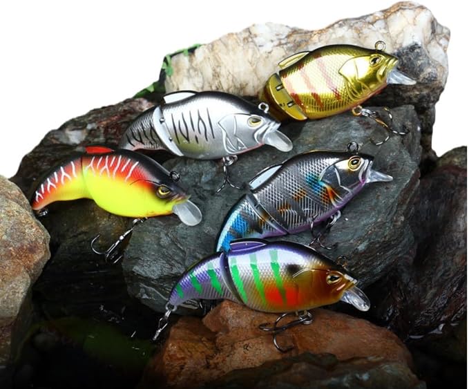 5 Pack Glide Bait Set for Bass Topwater Fishing Lures with Square Bill Crankbait Surface Hard Lure Jointed Swimbait Hooks for Freshwater Saltwater Trout Walleye Pike