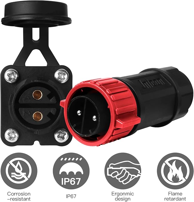 Trolling Motor Plug Receptacle Set, 12V/24V/ 36V/48V Plug for Trolling Motor/Down Rigger/Fishing Reel,Waterproof Marine Boat DC Power Connector