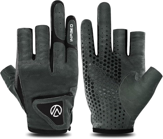 Fishing Gloves 3 Fingerless,Abrasion Resistant, Anti-Slip,Lightweight Breathable for Men Women,Ideal for Lure Fishing